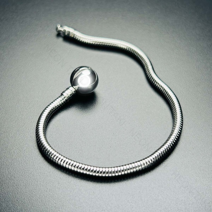 Charm Taşıyıcı Paslanmaz Bileklik 138, Küre Klipsli 19cm