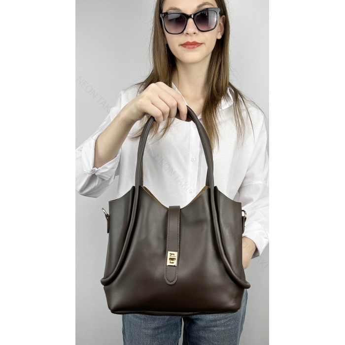 Yavrulu Yumuşak Deri Ayarlanabilir Askılı Kadın Çanta Acı Kahve, 68