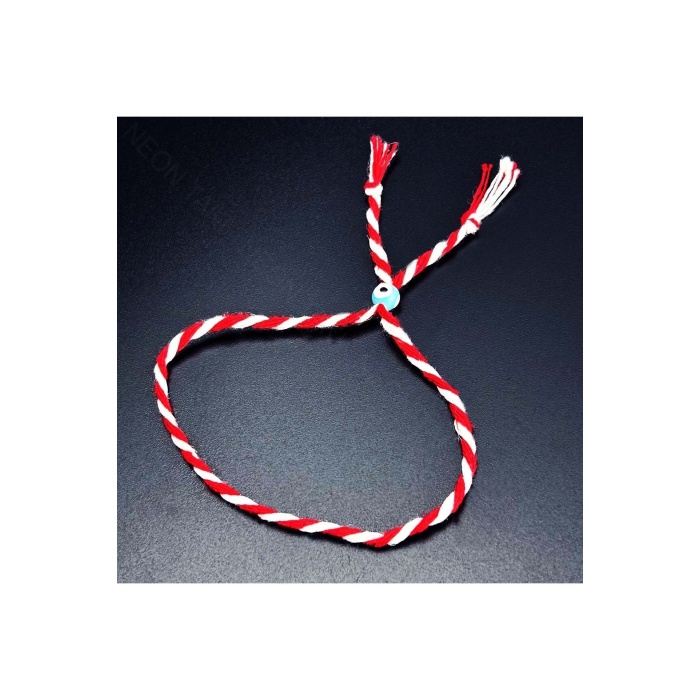 Marteniçka Bileklik, İp, Boncuk Turkuaz Renk, Kırmızı Renk, Model3
