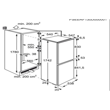 300lt 50/50 Çift Kapılı Ankastre Buzdolabı
