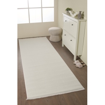 Modern Tasarımlı Salon  Mutfak  Koridor halısı  Düz Saçaklı Krem Renkli