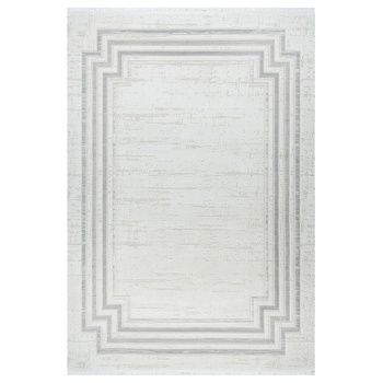 Modern Bordür Desenli Pamuk Tabanlı Salon - Oturma Odası  Gri Renk Halı