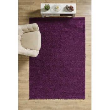 Yüksek Tüylü 30 mm Hav Yüksekliğinde Düz Mor Renkli Shaggy Halı