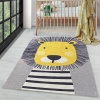 Çocuk Bebek Halısı Sevimli Aslan desenli Gri Halı Yıkanabilir Kaymaz Taban