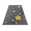 Sevimli Yıldız Desenli Soft Çocuk odası halısı Gri Sarı renkli