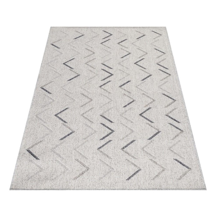 Dış Mekan Teras Halısı Sisal Hasır görünümlü Zigzag desenli Krem Bej Halı