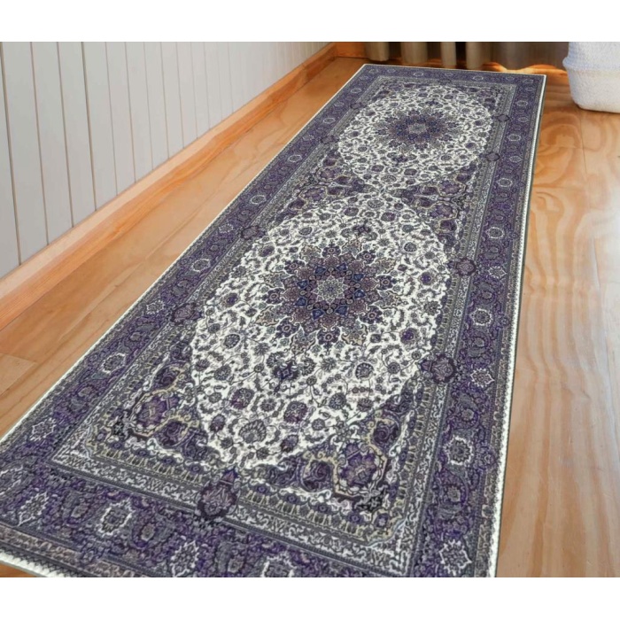 Bambu Halı Salon Halısı Post Pelüş Halı Klasik desenli Lila tonlarda Halı