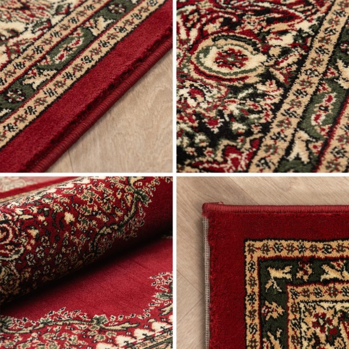 Klasik desenli Salon Halısı Dokuma Halı Iran tarzı Madalyon süsleme Bordo Krem