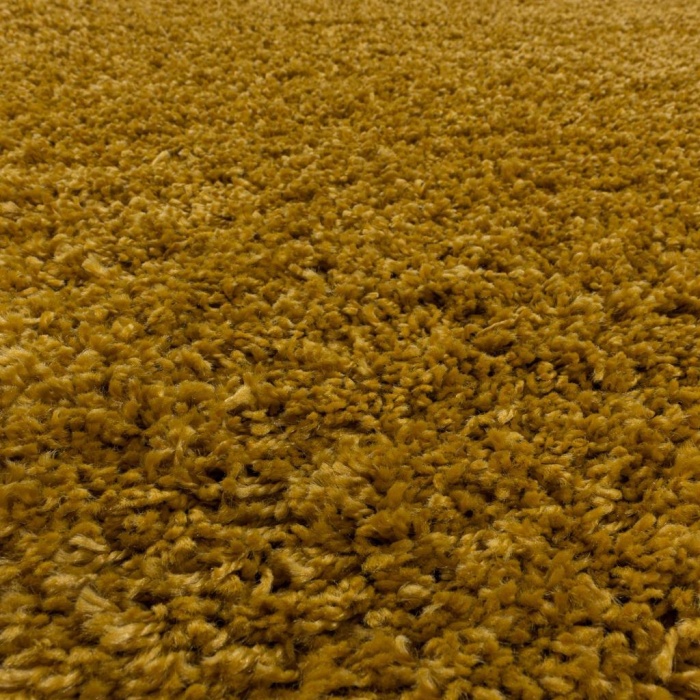 Yuvarlak Shaggy Halı Salon halısı yumuşak yüksek havlı düz Altın Gold Dore