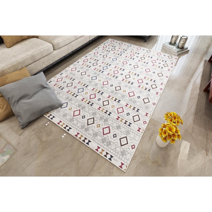 İskandinav Kilim Desenli çok renkli Yolluk Salon Mutfak Halısı Kesme Halı Kaymaz Taban yıkanabilir
