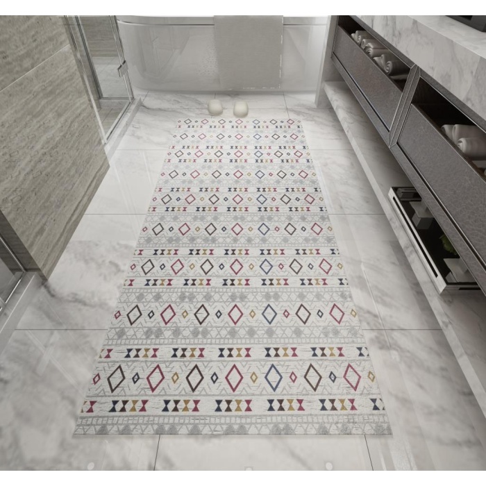 İskandinav Kilim Desenli çok renkli Yolluk Salon Mutfak Halısı Kesme Halı Kaymaz Taban yıkanabilir
