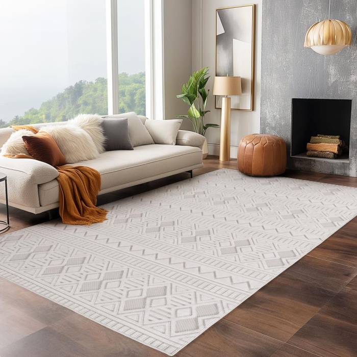 Krem Sisal İskandinav Halı İç Dış Mekan Teras Balkon Salon Mutfak Oda Çocuk Halısı