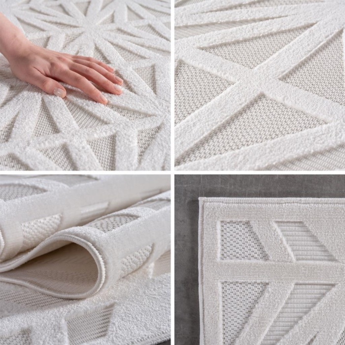 Krem Sisal Zigzag desenli Halı İç Dış Mekan Teras Balkon Salon Mutfak Oda Çocuk Halısı
