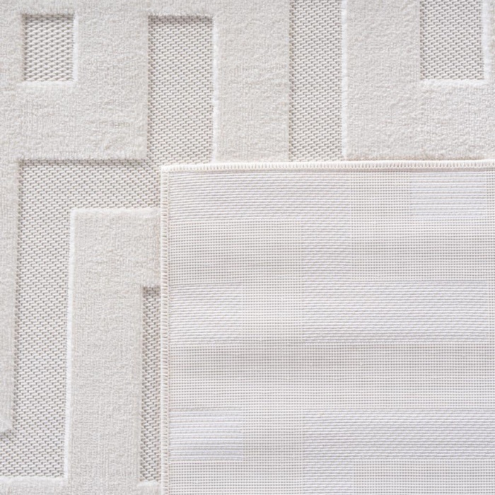 Krem Sisal Labirent desenli Halı İç Dış Mekan Teras Balkon Salon Mutfak Oda Çocuk Halısı