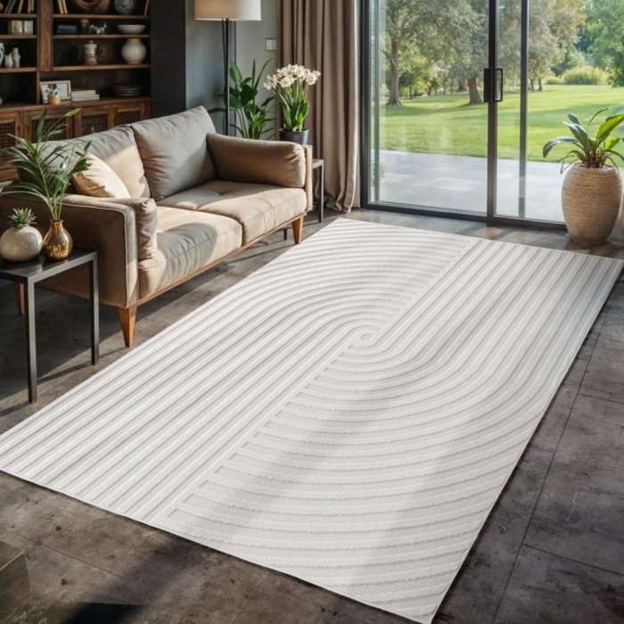 Krem Sisal Modern Bohem Halı İç Dış Mekan Teras Balkon Salon Mutfak Oda Çocuk Halısı