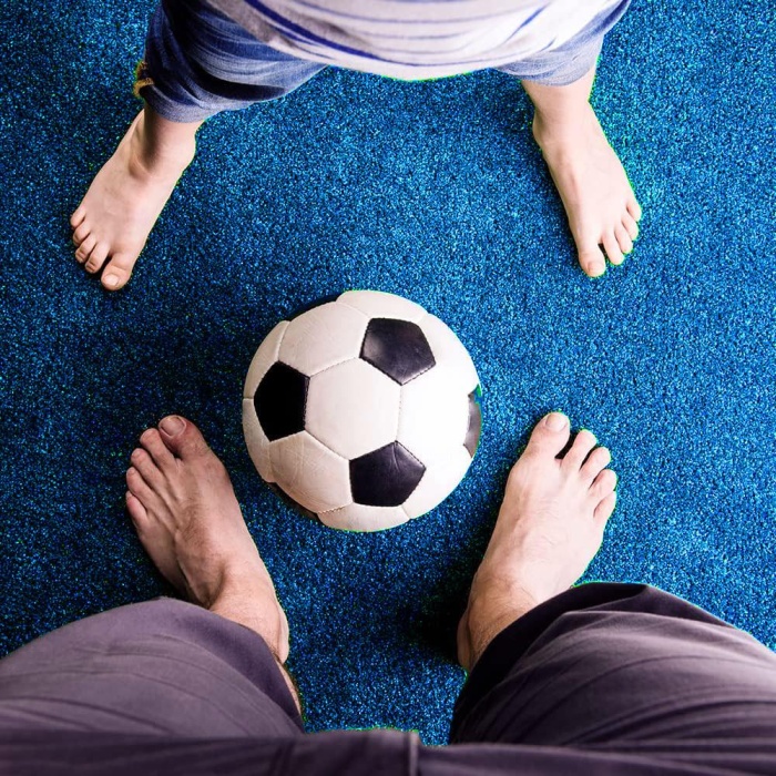 Kesme Suni Yapay Mavi Çim Halı 7 mm Balkon Teras Bahçe Dekoratif Kaymaz