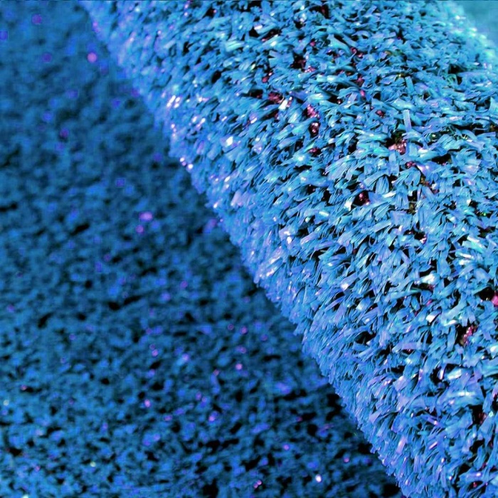 Kesme Suni Yapay Mavi Çim Halı 7 mm Balkon Teras Bahçe Dekoratif Kaymaz