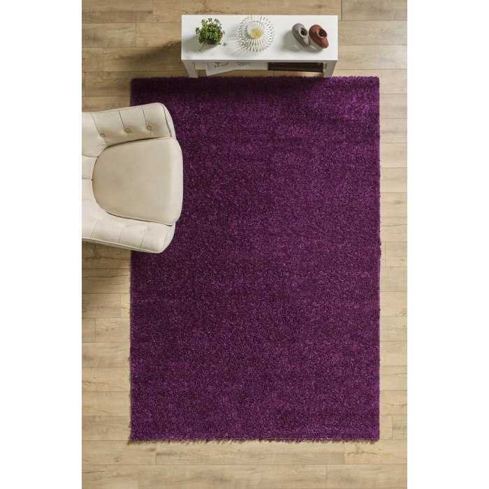 Yüksek Tüylü 30 mm Hav Yüksekliğinde Düz Mor Renkli Shaggy Halı