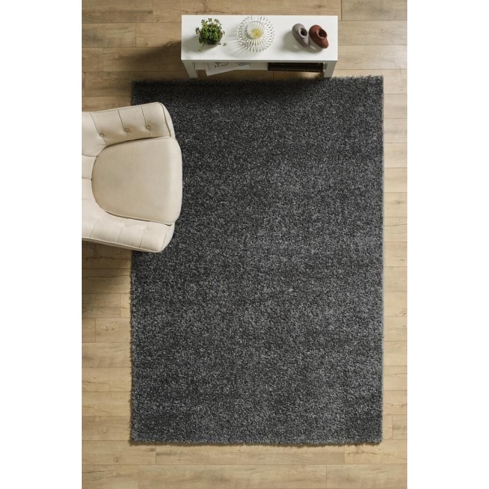 Yüksek Tüylü 30 mm Hav Yüksekliğinde Düz Gri Renkli Shaggy Halı