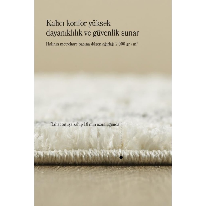 Yuvarlak Halı Yumuşak Bukle Tabanlı Modern Kabartmalı Izgara Desenli Krem Gri Renkli Halı