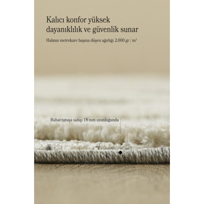 Yuvarlak Halı Yumuşak Bukle Tabanlı Modern Kabartmalı 3D Kare Dalga Desenli Krem Gri Renkli Halı