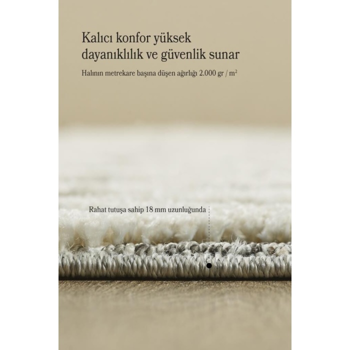 Yuvarlak Halı Yumuşak Bukle Tabanlı Modern Kabartmalı 3D INKA Örgü Desenli Krem Gri Renkli Halı