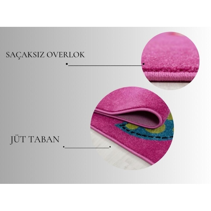 Yuvarlak Çocuk halısı sevimli yıldız desenli gri pembe