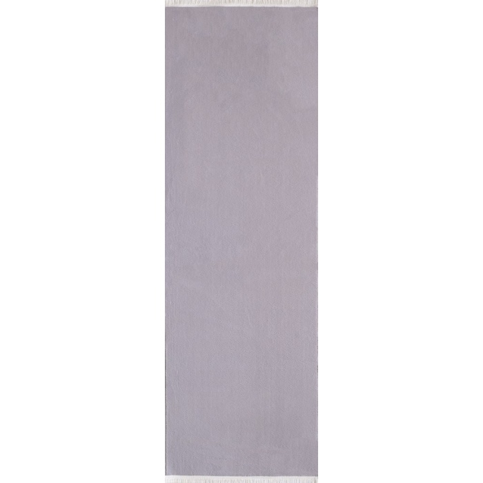 Modern Saçaklı Kaymaz Taban Tavşan Tüyü Kolay Temizlenebilir Yıkanabilir Salon Oturma Odası Yolluk Mutfak Halısı Açık Gri Renk