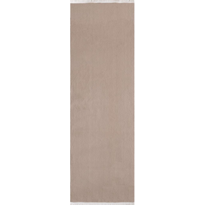 Modern Saçaklı Kaymaz Taban Tavşan Tüyü Kolay Temizlenebilir Yıkanabilir Salon Oturma Odası Yolluk Mutfak Halısı Açık Kahverengi Renk