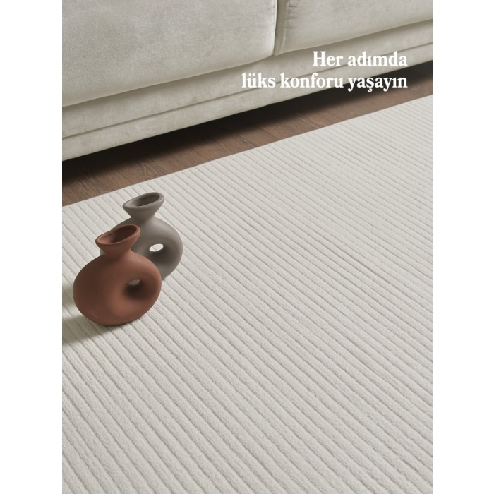 Modern Tasarımlı Salon  Mutfak  Koridor halısı  Düz Saçaklı Krem Renkli