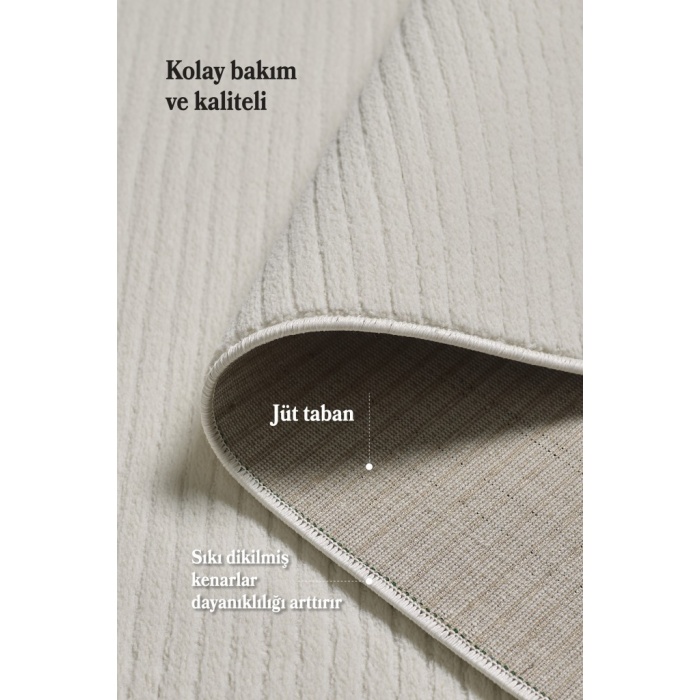 Modern Tasarımlı Salon  Mutfak  Koridor halısı  Düz Saçaklı Krem Renkli
