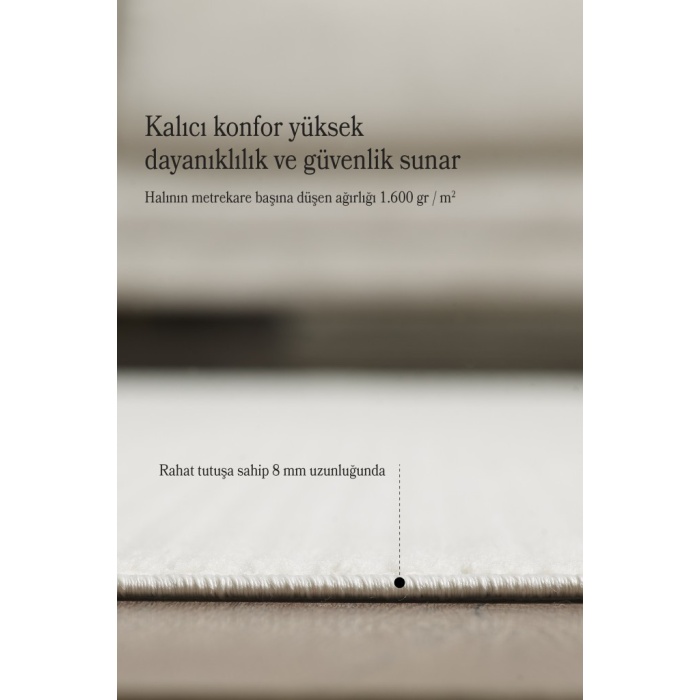 Modern Tasarımlı Salon  Mutfak  Koridor halısı  Düz Saçaklı Krem Renkli