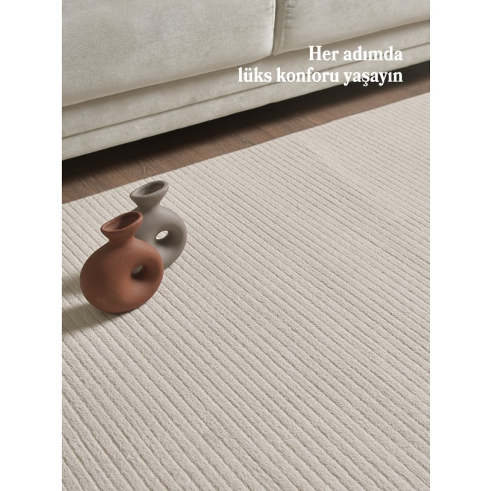 Modern Tasarımlı Salon  Mutfak  Koridor halısı  Düz Saçaklı Bej Renkli