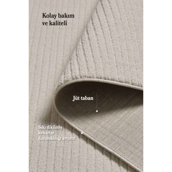 Modern Tasarımlı Salon  Mutfak  Koridor halısı  Düz Saçaklı Bej Renkli