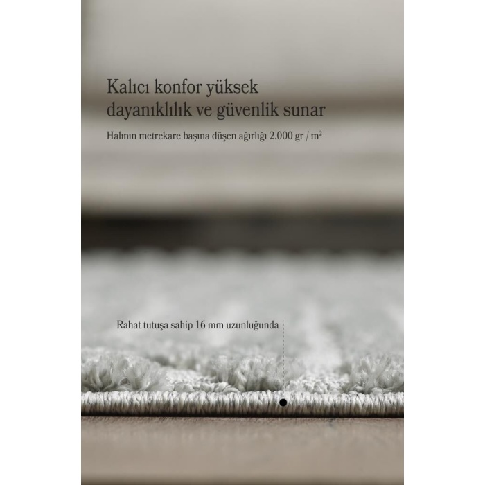 Yumuşak Peluş Tüylü İskandinav desenli Kabarık Bukleli Gri Renkli Yuvarlak Halı