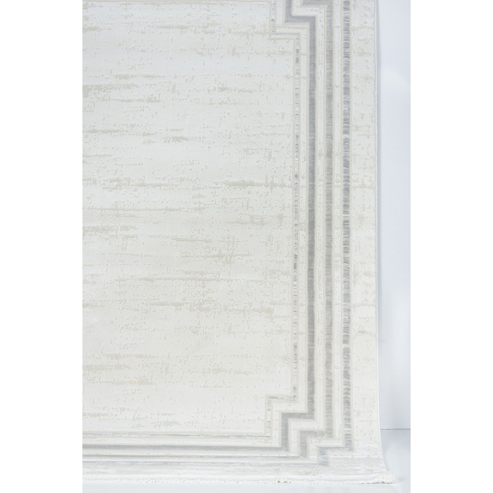 Modern Bordür Desenli Pamuk Tabanlı Salon - Oturma Odası  Gri Renk Halı