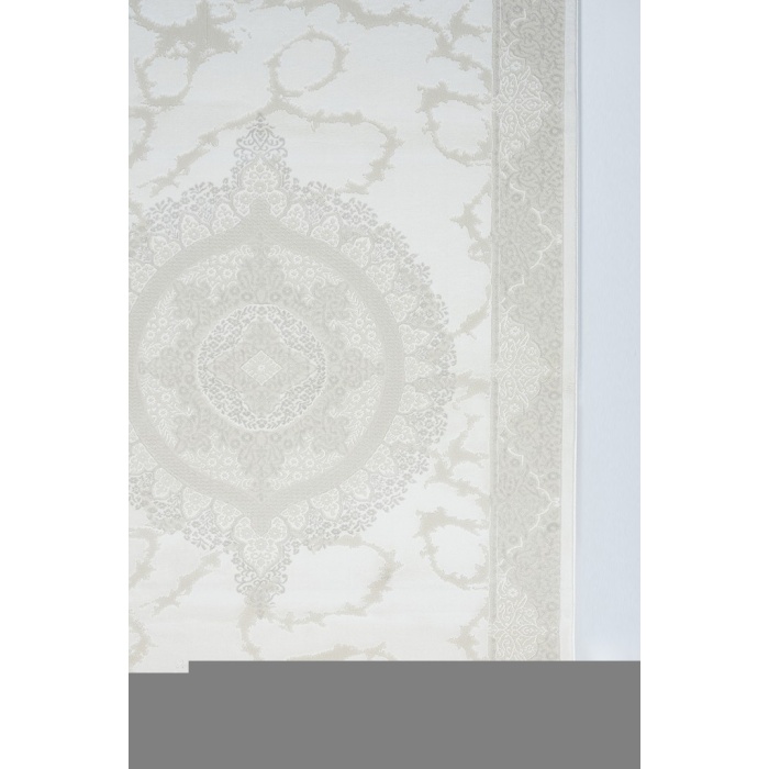 Medalyon Klasik Halı Tasarımlı Pamuk Tabanlı Salon - Oturma Odası  Krem Renk Halı