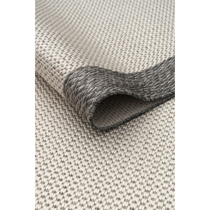 Çerçeveli Bohem Dokunuşlu Doğal Tonlarda Modern Sisal Gri Krem Renk Halı