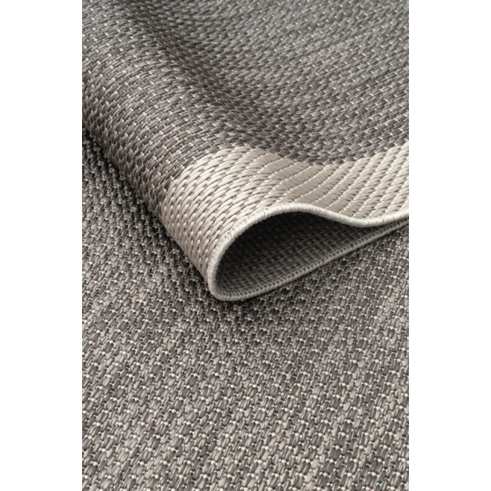 Çerçeveli Bohem Dokunuşlu Doğal Tonlarda Modern Sisal Gri Krem Renk Halı