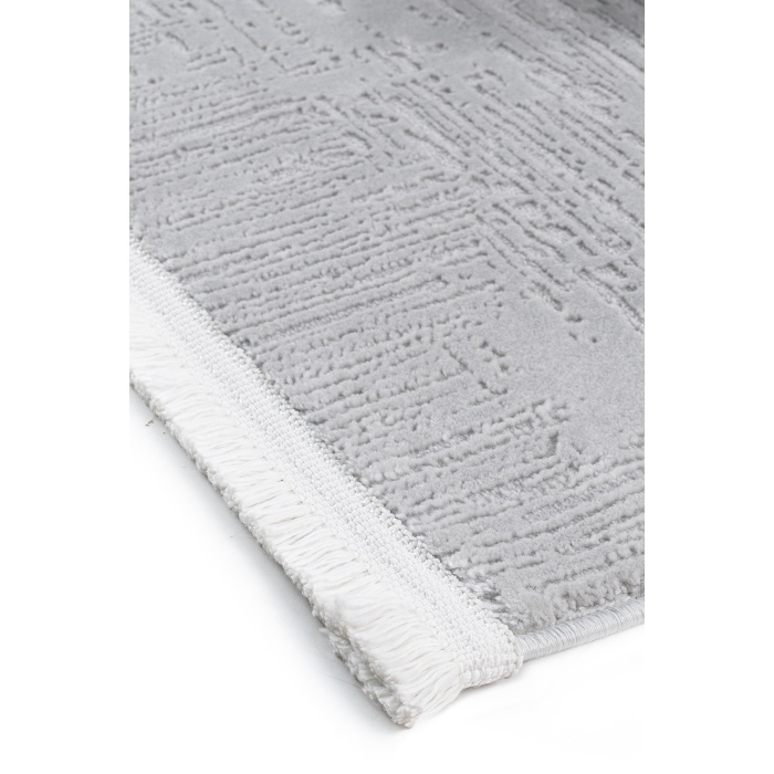 Distressed Pattern Eskitme Tasarımlı Pamuk Tabanlı Salon - Oturma Odası  Gri Renk Halı