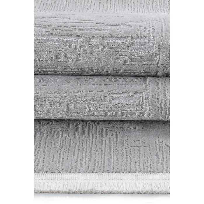 Distressed Pattern Eskitme Tasarımlı Pamuk Tabanlı Salon - Oturma Odası  Gri Renk Halı