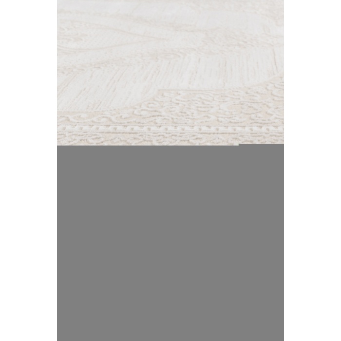 Osmanlı Medalyonlu Halı Desenli Pamuk Tabanlı Salon - Oturma Odası  Krem Renk Halı