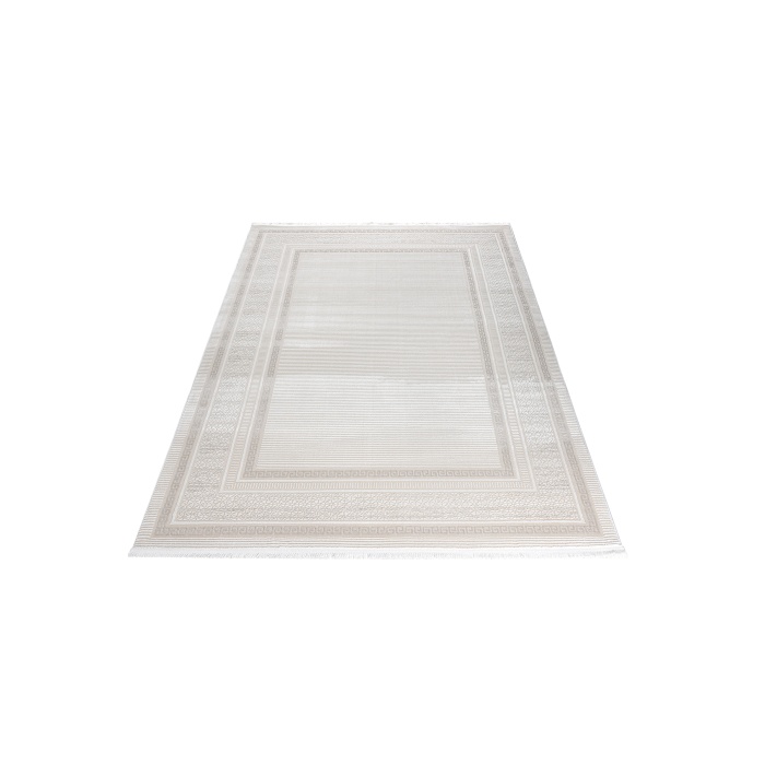 Meander Desenli Pamuk Tabanlı Salon - Oturma Odası  Krem  Renk Halı