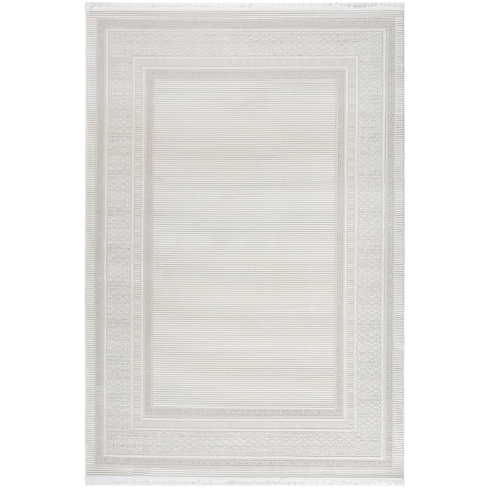 Meander Desenli Pamuk Tabanlı Salon - Oturma Odası  Krem  Renk Halı