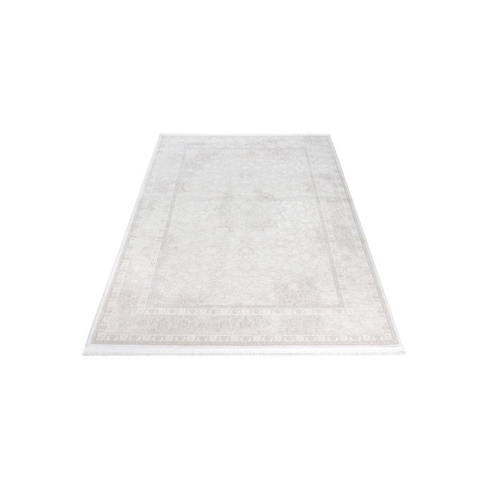 Klasik Medalyon Tasarımlı Pamuk Tabanlı Salon - Oturma Odası  Krem Renk Halı