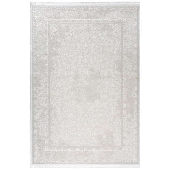 Klasik Medalyon Tasarımlı Pamuk Tabanlı Salon - Oturma Odası  Krem Renk Halı