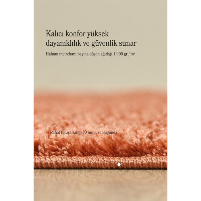 Yuvarlak Shaggy Halı 30 mm uzun ve yüksek tüylü Düz Kiremit renkli