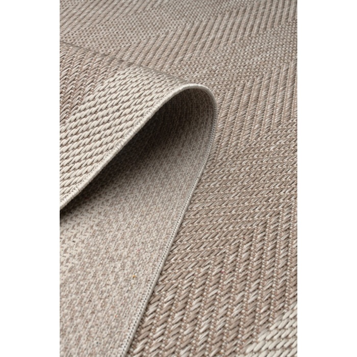 Çerçeveli Bohem Dokunuşlu Doğal Tonlarda Modern Sisal Krem Bej Renk Halı