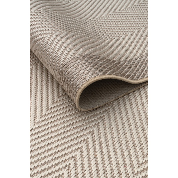 Çerçeveli Bohem Dokunuşlu Doğal Tonlarda Modern Sisal Bej - Krem Renk Halı