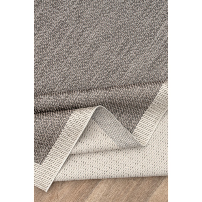 Çerçeveli Bohem Dokunuşlu Doğal Tonlarda Modern Sisal Gri Krem Renk Halı